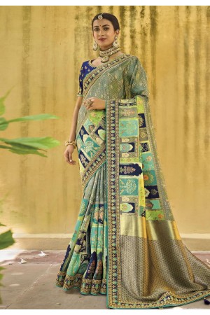 Silk Saree with blouse in Grey colour 5501