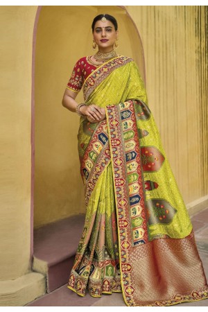 Silk Saree with blouse in Light green colour 5512