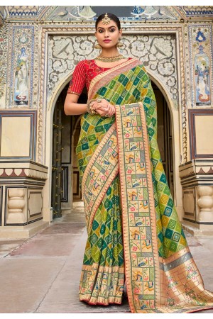 Silk Saree with blouse in Light green colour 6405
