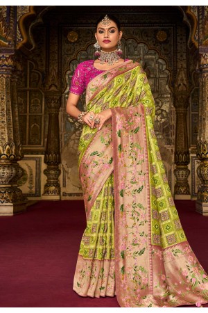Silk Saree with blouse in Light green colour 6407