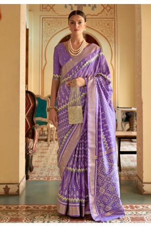 Silk Saree with blouse in Light purple colour 526E