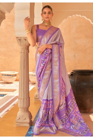Silk Saree with blouse in Light purple colour 563