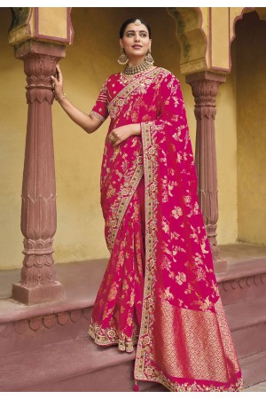 Silk Saree with blouse in Magenta colour 5508