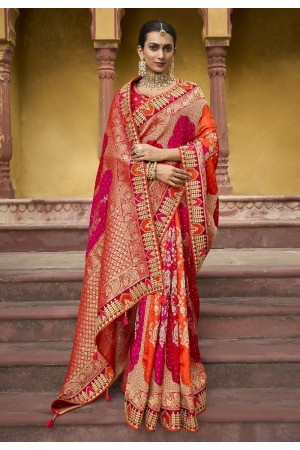Silk Saree with blouse in Magenta colour 5516