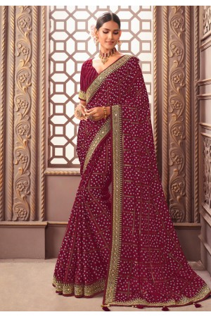 Silk Saree with blouse in Maroon colour 1201E