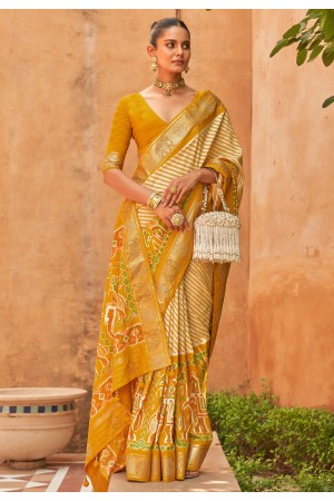 Silk Saree with blouse in Mustard colour 560