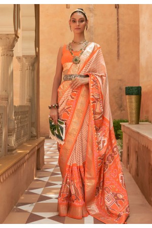 Silk Saree with blouse in Peach colour 559