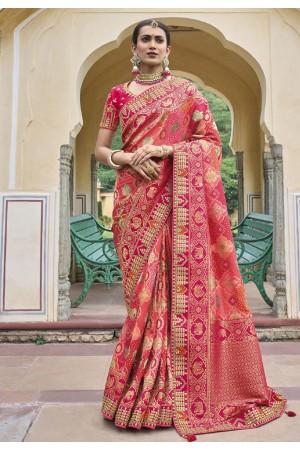 Silk Saree with blouse in Pink colour 5510