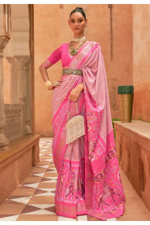 Silk Saree with blouse in Pink colour 561