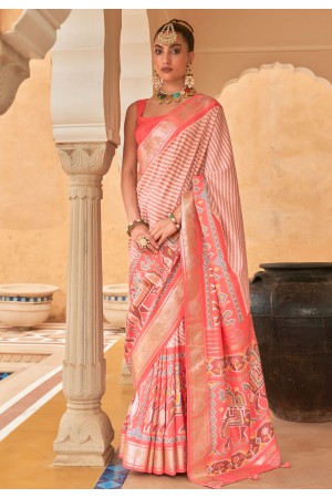 Silk Saree with blouse in Pink colour 565