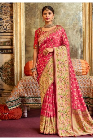 Silk Saree with blouse in Pink colour 6406