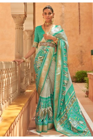 Silk Saree with blouse in Sea green colour 557