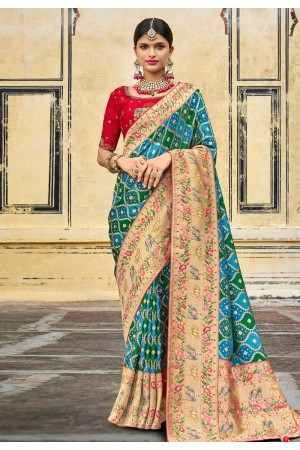 Silk Saree with blouse in Sky blue colour 6409