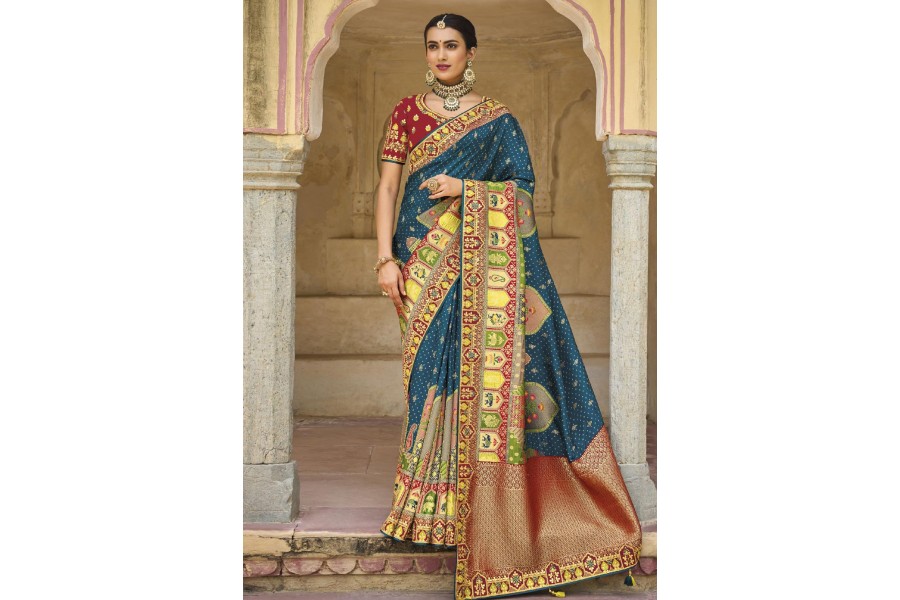 teal green saree blouse