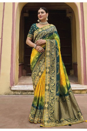 Silk Saree with blouse in Yellow colour 5514