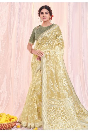 Tissue Saree with blouse in Beige colour 42514