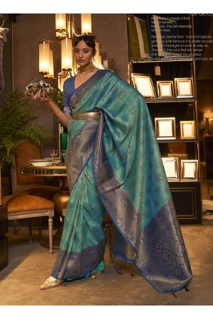 Firozi Silk Wedding Wear Weaving Saree KARZOESILK 252002