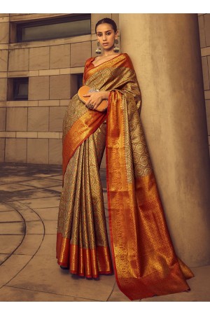 Golden Silk Tradional Wear Weaving Saree AVZEESILK 1203