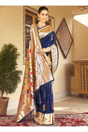Navy blue Silk Festival Wear Weaving Saree PUSHPA 1002