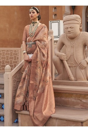 Peach Organza Party Wear Digital Printed Saree RANGMANCH 794