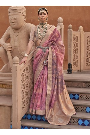 Pink Organza Party Wear Digital Printed Saree RANGMANCH 797