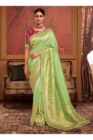 Sea Green Dola Silk Wedding Wear Embroidery Work Saree MAHARANI 187