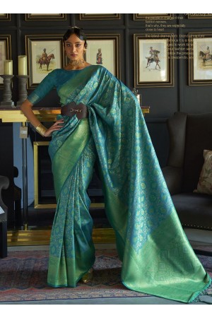 Sky Blue Silk Wedding Wear Weaving Saree KARZOESILK 252005