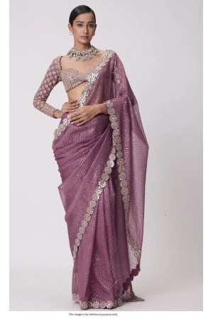 Bollywood Model georgette mirror and sequins work Mauve saree