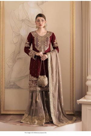 Bollywood Model Faux georgette pearl work Maroon sharara