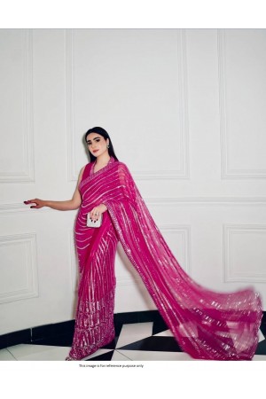 Bollywood model Rani Pink sequins georgette party wear saree