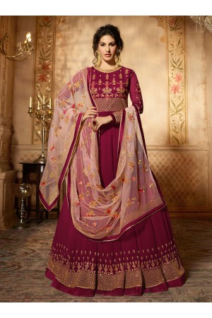 Amyra Dastur Magenta georgette wedding anarkali 9087