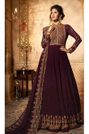 Amyra Dastur Wine georgette wedding anarkali 9085