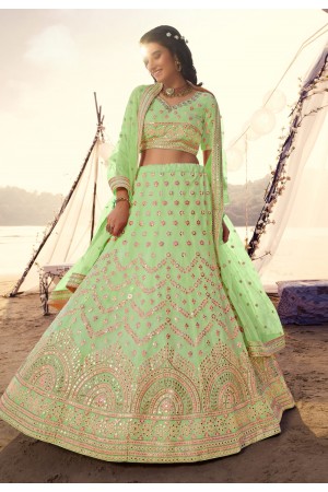 Light green organza circular party wear lehenga choli 5511