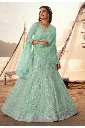 Light green organza circular wedding lehenga choli 5516