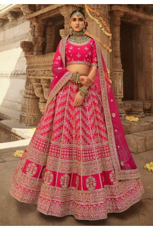 Magenta silk embroidered bridal lehenga choli 924B