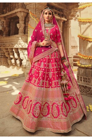 Magenta silk embroidered bridal lehenga choli 945