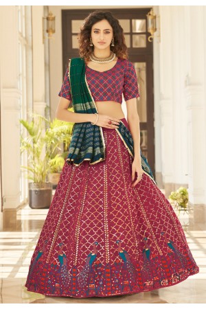 Maroon georgette sequence work lehenga 1983