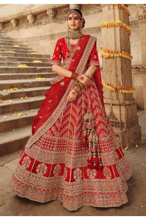 Maroon silk embroidered bridal lehenga choli 924A