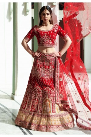 Maroon velvet embroidered bridal lehenga choli 1070