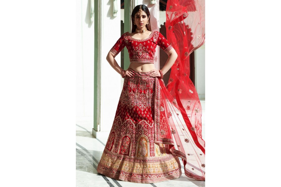 Maroon Fendy Silk Embroidered Party Wear Lehenga Choli
