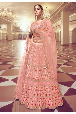 Peach net circular lehenga choli 5198