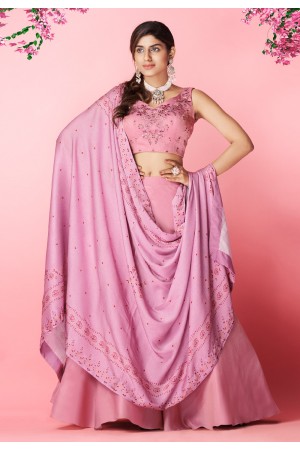 Pink chiffon a line lehenga choli 8004