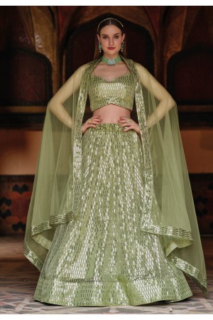 Pista green net a line lehenga choli 2037