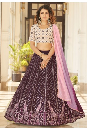 Purple georgette sequence lehenga 1982