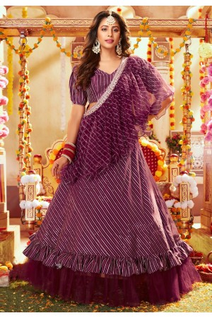 Purple satin circular lehenga choli 117