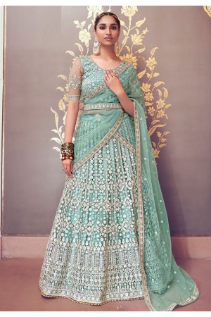 Sea green net circular lehenga choli 5192