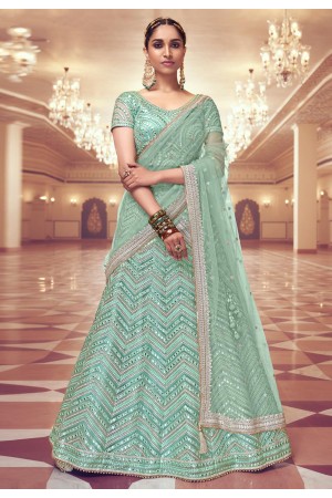 Sea green net circular lehenga choli 5197