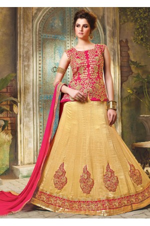 Beige Satin Embroidered Festive Lehenga choli 10467