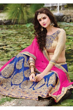 Blue net Embroidered Festive Lehenga choli 10442