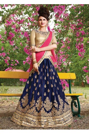 Blue net Embroidered Festive Lehenga choli 10451